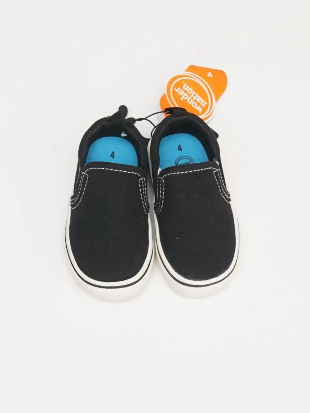 Wonder Nation Toddler Slip-On Shoes, Size 4, Black/White, SKU WQ4